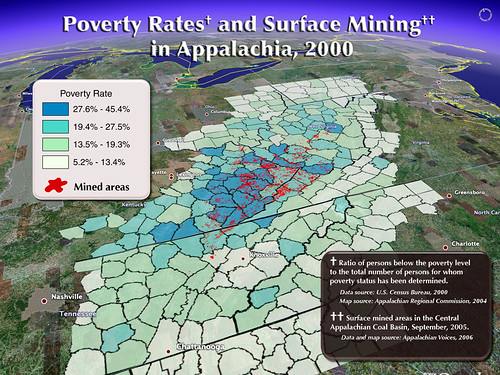 Correlation between surface mining and poverty in Appalachia