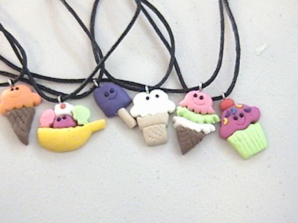 super cute fimo clay ice cream charm necklaces