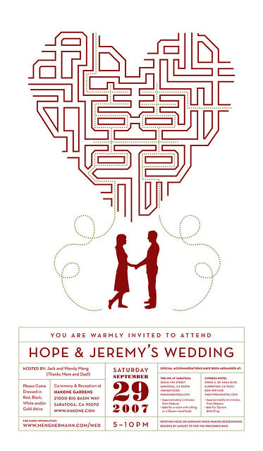 2color silkscreen design of our wedding invitation finished size is 14 x 