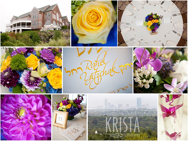 Purple Yellow wedding details Reception details from a wedding at the 