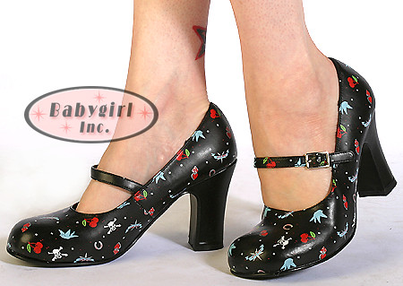 TUK Shoes Rockabilly Tattoo Flash Retro Mary Janes w 35 Heel