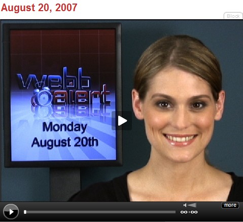 Screen capture of Morgan Webb on her new project called Webb Alert