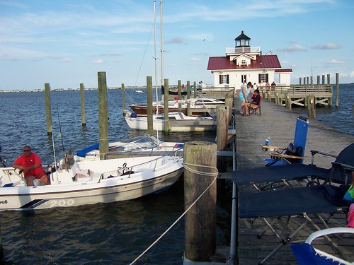Pier and boats in Manteo, NC on the 4th of July