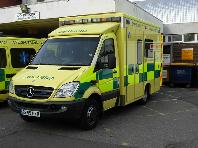 RF59 GYR Secam 1082 Mercedes Sprinter Ambulance at Medway Maritime Hospital