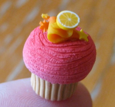 Miniature polymer clay cupcake