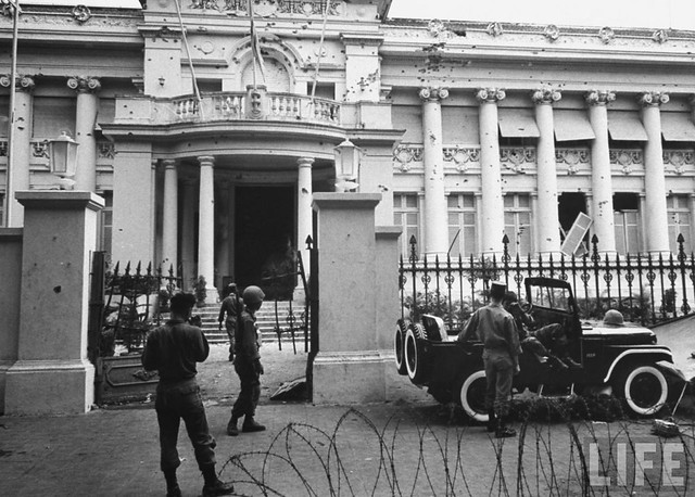 Wrecked Presidential Palace, gutted & ransacked after military coup that overthrew Diem Government.