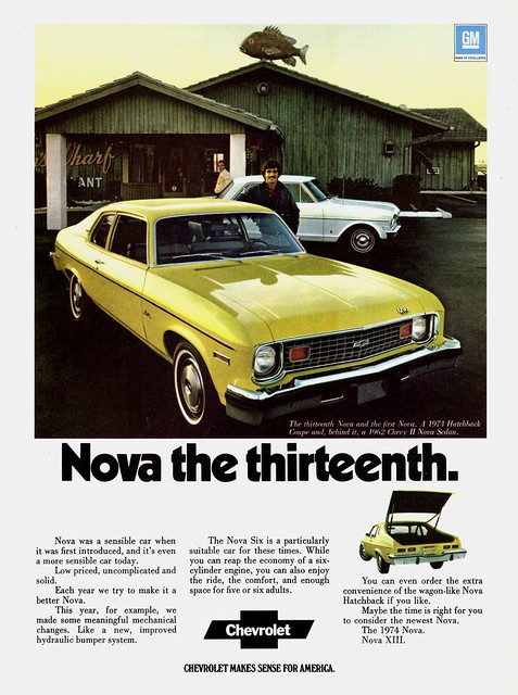 Shown in the background is one of the first Nova models a 1962 Chevy II