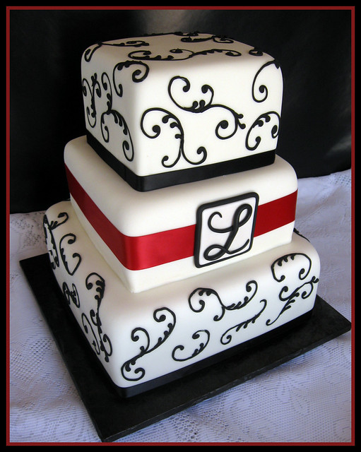 red and black wedding cakes