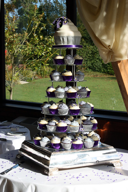 Purple Calla Lily Cupcake Tower Purple silver ivory colourscheme for a 
