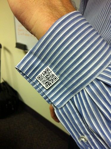 QR Code Cufflinks - Modeled by our CEO, John Foley, Jr.