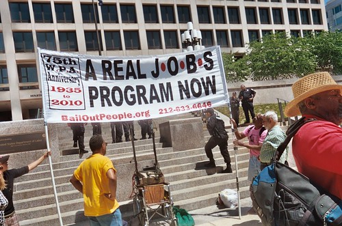 Banner from the May 8, 2010 National March for Jobs that began with a rally at the Department of Labor in Washington, D.C. (Photo: Abayomi Azikiwe) by Pan-African News Wire File Photos