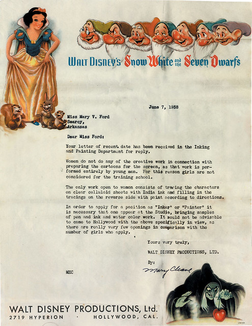 Disney Rejection Letter, 1938