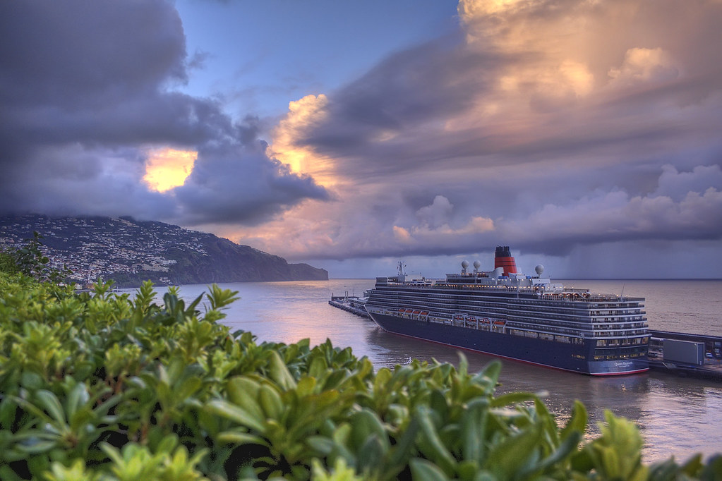 Madeira: Queen Elizabeth sunset...