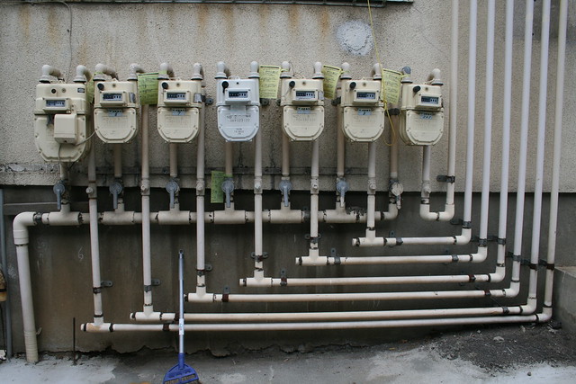 gas meters and pipes