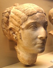 RRC 543 portrait bust of Cleopatra VII on display in the British Museum