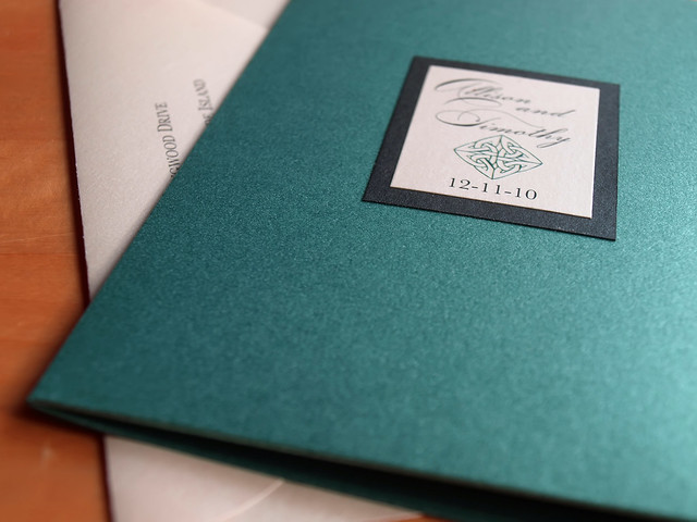Irish Green Wedding Invitation A7 Pocket Folded