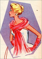 the 1950s-red scarf and gloves