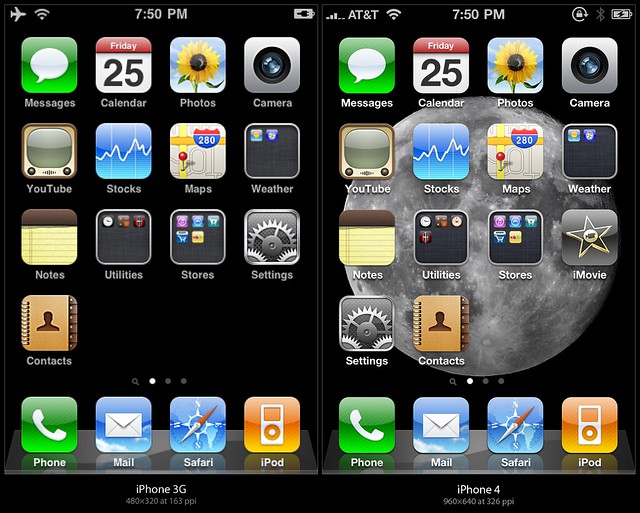 Screenshot iPhone 3G vs iPhone 4's Retina Display