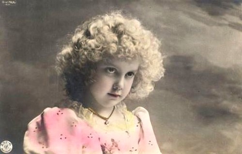 Vintage Postcard ~ Curly Hair