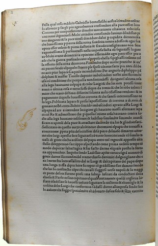 Page of text with pointing hand added in manuscript in the margin from 'Historia Florentina'. Sp Coll Hunterian Bh.1.2 (item 2).
