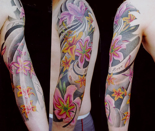 lillies 3 4 sleeve tattoo