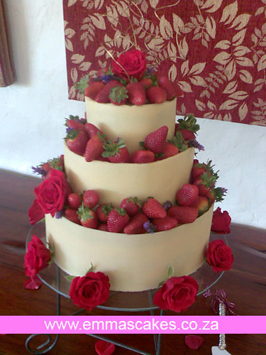Beautiful wedding cake Three tier chocolate wedding cake with white 