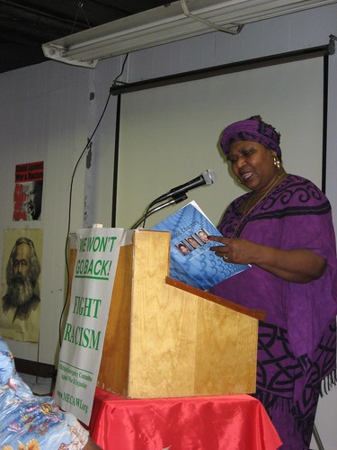 Doreen Bey speaks at a MECAWI forum on the Prison Industrial Complex, August 25, 2007. (Photo: Cheryl LaBash). by Pan-African News Wire File Photos