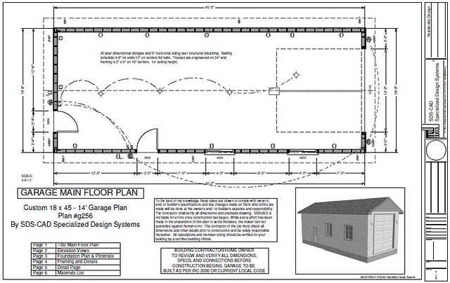  RV Garage Plans - g256 18 x 45 x 14 RV GARAGE Plans Blueprints