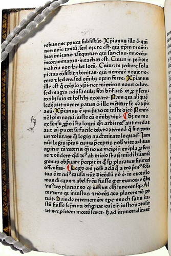 Page of text with manuscript additions from 'De vita christiana'. Sp Coll Hunterian Bx.3.35.