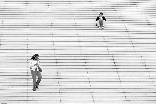 people on stairs