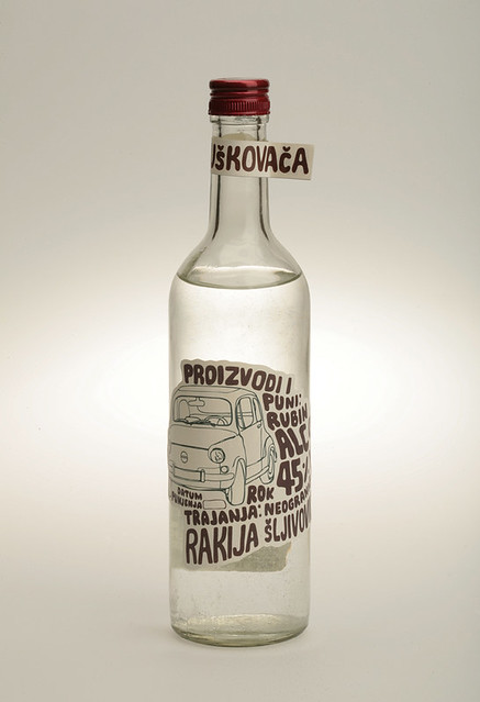 Bottle label design for rakija Serbian brandy
