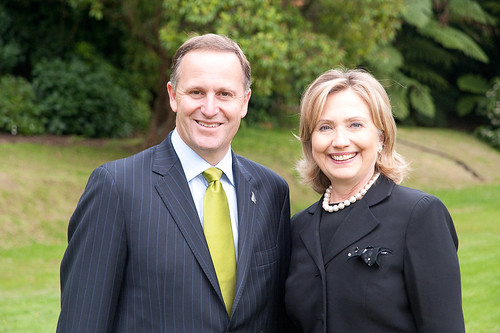 Secretary of State Hillary Clinton with New Zealand Prime Minister John Key