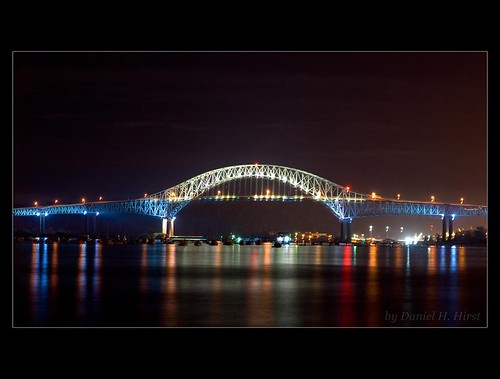 Panama bridge at night