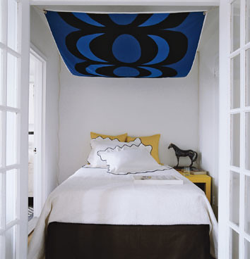 Ideas Small Bedroom on Ideas For Small Bedrooms  Abstract Art Canopy  Domino Magazine