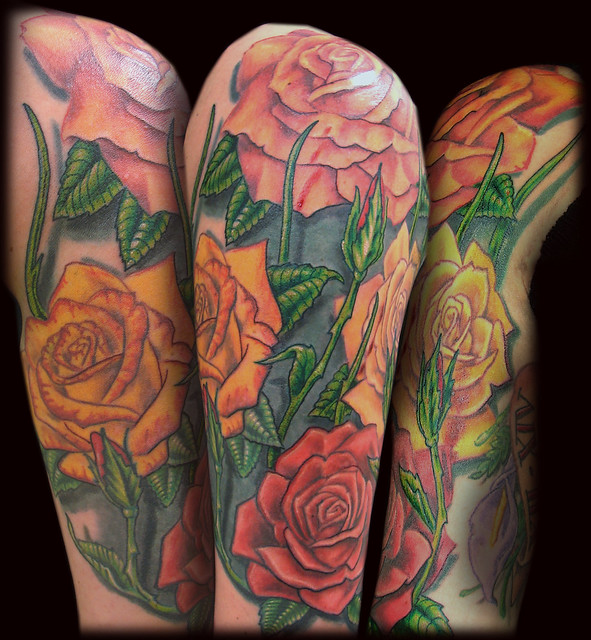 rose-sleeve-tattoo-traditional