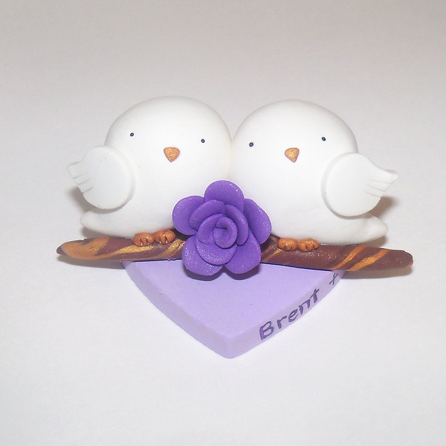 Tweets in Love CUSTOM Bird Wedding Anniversary Polymer Clay Cake Topper