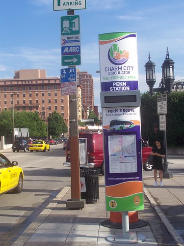 Charm City Circulator sign, Penn Station, Baltimore