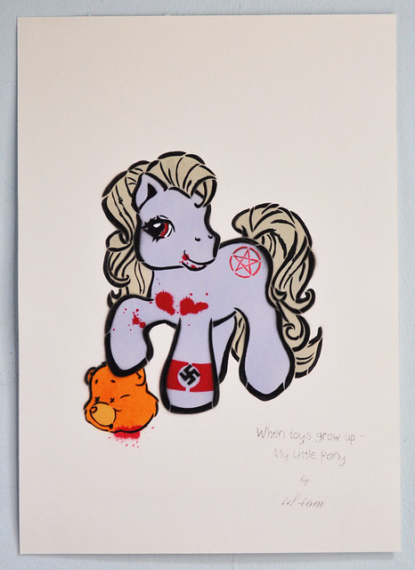 Title My Little Pony v Care Bear Media Hand cut stencils spraypaint