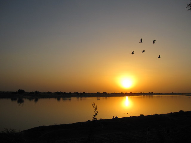 Sunset over the River Chari