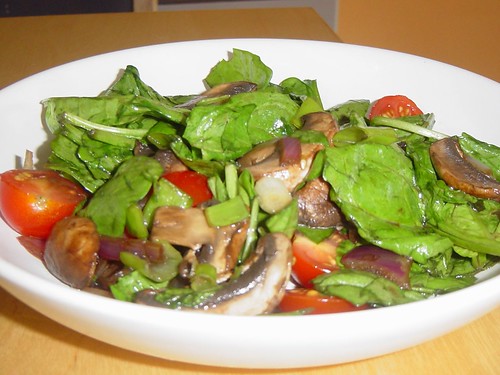 Warm Spinach, Mushroom Salad
