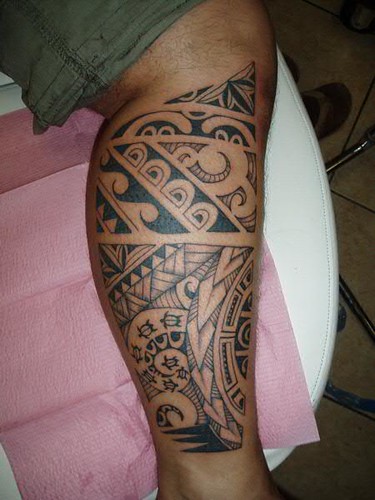 Polynesian Tribal Leg Tattoo by Jon Poulson by Las Vegas Tattoos 