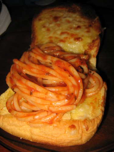 Pasta sandwich! On Garlic bread!
