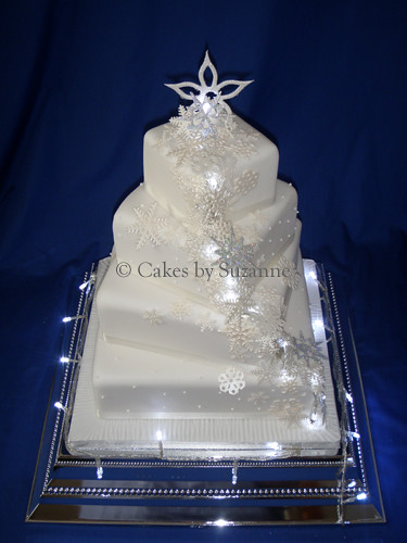 Snowflake and Fairy Lights Wedding Cake