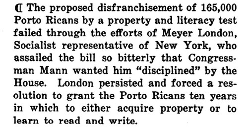 Proposed Disfranchisement of Puerto Ricans - June, 1917