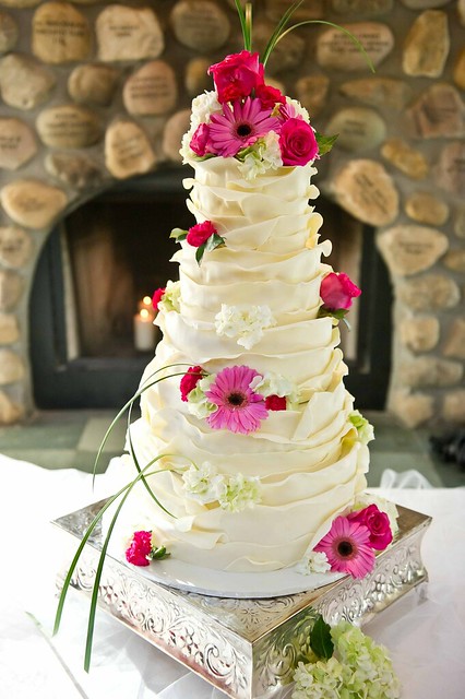 Lime Green and Pink Wedding Cake Wrapped in White Chocolate 96