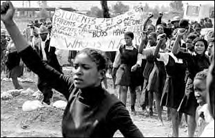 South African students protest against the racist 'bantu' education system during June 1976. This year represents the 32nd anniversary of the uprising. by Pan-African News Wire File Photos