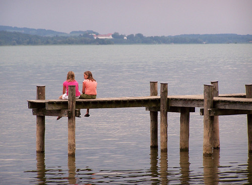 girls at the landing stage