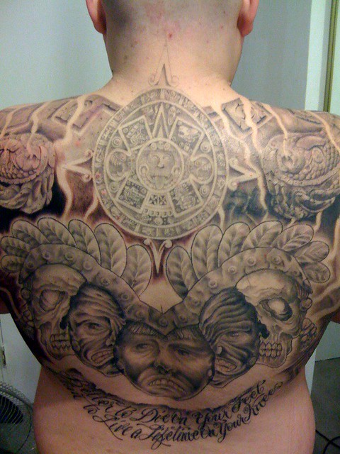 Back Tattoo Aztec michael cruz Trial by Ink tattoos