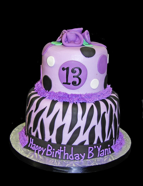 Purple Zebra Print Fondant Cake 300x265 Zebra Fondant Wedding Cakes