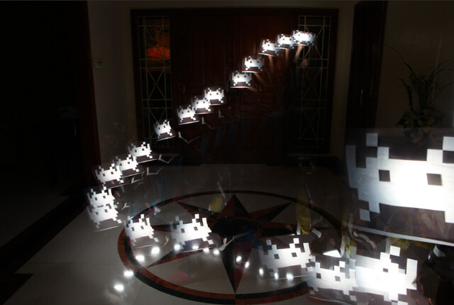 Stencil Light Painting Experiment II Space Invaders